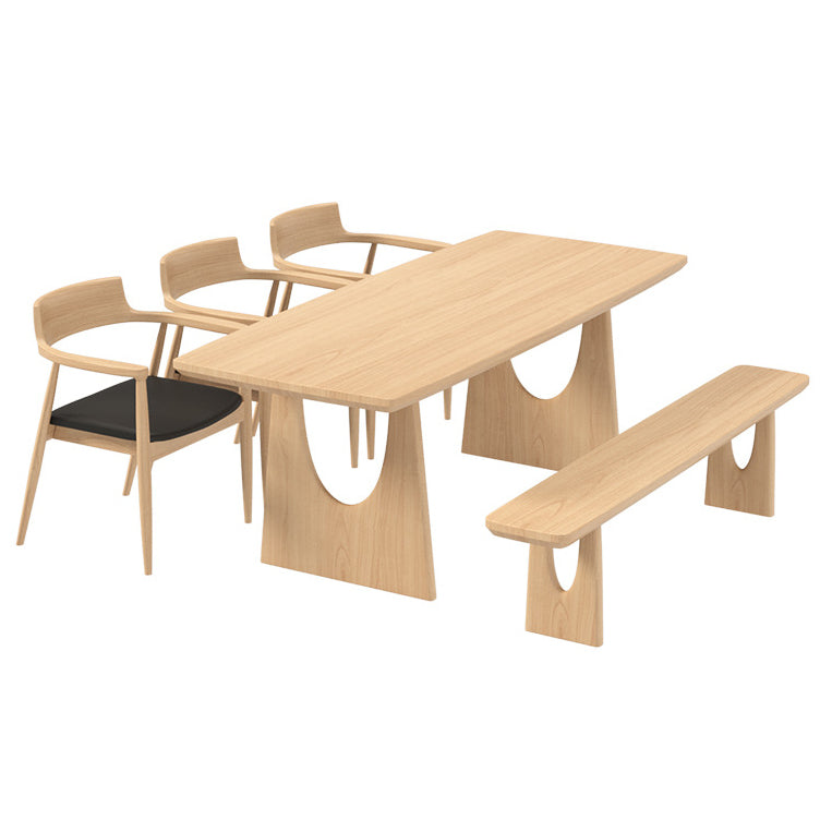 Modern Solid Wood Dining Room Set 1/2/4/5/7 Pieces Pine Dining Room Chair Set 5 Pieces: Table, 3 Chairs, 1 Bench Clearhalo 'Dining Room Sets' 'Dining Tables & Seating' 'dining_room_set' 'furn' 'furn_dining_room_set' 'Furniture' 'Kitchen & Dining Furniture' 5256102