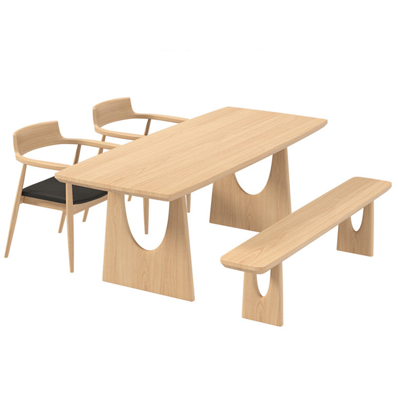 Modern Solid Wood Dining Room Set 1/2/4/5/7 Pieces Pine Dining Room Chair Set 4 Pieces: Table, 2 Chairs, 1 Bench Clearhalo 'Dining Room Sets' 'Dining Tables & Seating' 'dining_room_set' 'furn' 'furn_dining_room_set' 'Furniture' 'Kitchen & Dining Furniture' 5256104