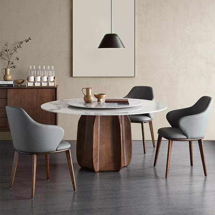 Modern Sintered Stone Dining Round Table Set 1/2/4/7 Pieces Dining Set 4 Pieces: Table, 3 Chairs Clearhalo 'Dining Room Sets' 'Dining Tables & Seating' 'dining_room_set' 'furn' 'furn_dining_room_set' 'Furniture' 'Kitchen & Dining Furniture' 5256128
