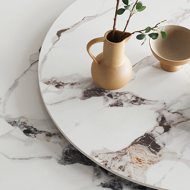 Modern Sintered Stone Dining Round Table Set 1/2/4/7 Pieces Dining Set Clearhalo 'Dining Room Sets' 'Dining Tables & Seating' 'dining_room_set' 'furn' 'furn_dining_room_set' 'Furniture' 'Kitchen & Dining Furniture' 5256133