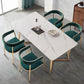 Nordic 1/5 Pieces Dining Set Rectangle Stone Dining Table for Dining Room 5 Pieces: White Table, 4 Green Chairs Clearhalo 'Dining Room Sets' 'Dining Tables & Seating' 'dining_room_set' 'furn' 'furn_dining_room_set' 'Furniture' 'Kitchen & Dining Furniture' 5256141