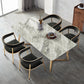 Nordic 1/5 Pieces Dining Set Rectangle Stone Dining Table for Dining Room 5 Pieces: Light Grey Table, 4 Black Chairs Clearhalo 'Dining Room Sets' 'Dining Tables & Seating' 'dining_room_set' 'furn' 'furn_dining_room_set' 'Furniture' 'Kitchen & Dining Furniture' 5256142