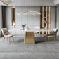 Nordic Glam Gesinterde Steen Eettafel Ovale Tafelset 1/4/5/6/7 Stuks Eetkamerset Voor Thuis