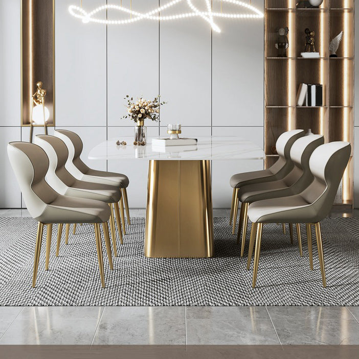 Nordic Glam Gesinterde Steen Eettafel Ovale Tafelset 1/4/5/6/7 Stuks Eetkamerset Voor Thuis