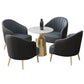 Glam Round Dining Table Set 1/5 Pieces Dinette Set with White Stone Top 5 Pieces: White Table, 4 Blue Chairs Clearhalo 'Dining Room Sets' 'Dining Tables & Seating' 'dining_room_set' 'furn' 'furn_dining_room_set' 'Furniture' 'Kitchen & Dining Furniture' 5256226