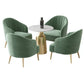 Glam Round Dining Table Set 1/5 Pieces Dinette Set with White Stone Top 5 Pieces: White Table, 4 Green Chairs Clearhalo 'Dining Room Sets' 'Dining Tables & Seating' 'dining_room_set' 'furn' 'furn_dining_room_set' 'Furniture' 'Kitchen & Dining Furniture' 5256227