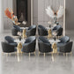 Glam Round Dining Table Set 1/5 Pieces Dinette Set with White Stone Top Clearhalo 'Dining Room Sets' 'Dining Tables & Seating' 'dining_room_set' 'furn' 'furn_dining_room_set' 'Furniture' 'Kitchen & Dining Furniture' 5256230