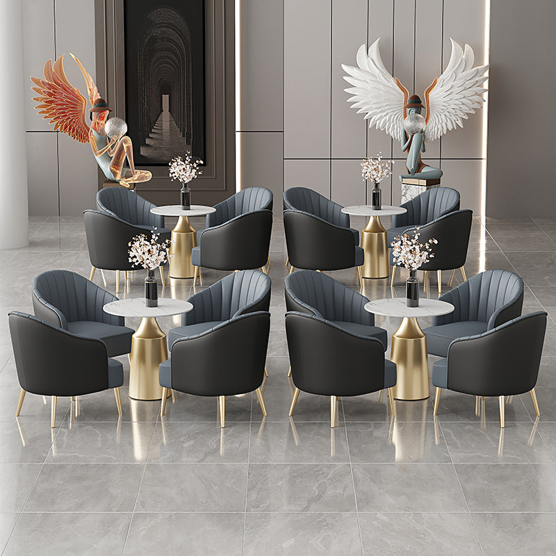 Glam Round Dining Table Set 1/5 Pieces Dinette Set with White Stone Top Clearhalo 'Dining Room Sets' 'Dining Tables & Seating' 'dining_room_set' 'furn' 'furn_dining_room_set' 'Furniture' 'Kitchen & Dining Furniture' 5256230