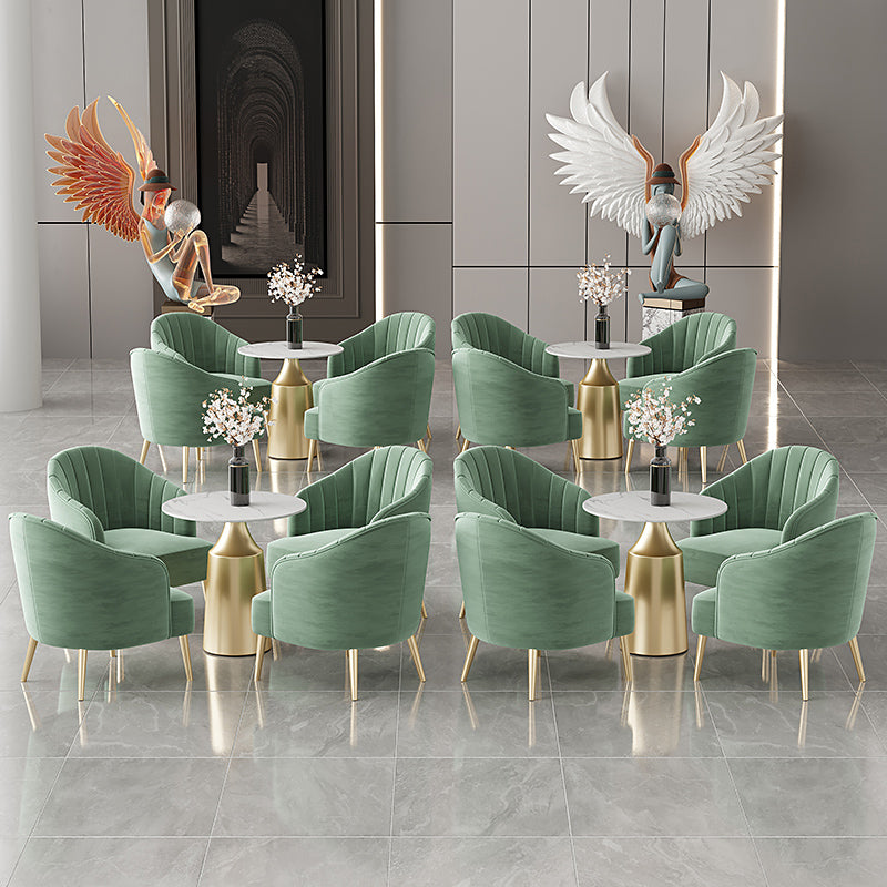 Glam Round Dining Table Set 1/5 Pieces Dinette Set with White Stone Top Clearhalo 'Dining Room Sets' 'Dining Tables & Seating' 'dining_room_set' 'furn' 'furn_dining_room_set' 'Furniture' 'Kitchen & Dining Furniture' 5256231