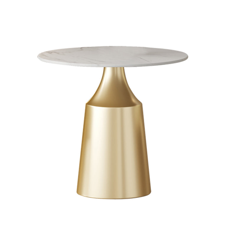 Glam Round Dining Table Set 1/5 Pieces Dinette Set with White Stone Top White 31"L x 31"W Clearhalo 'Dining Room Sets' 'Dining Tables & Seating' 'dining_room_set' 'furn' 'furn_dining_room_set' 'Furniture' 'Kitchen & Dining Furniture' 5256234