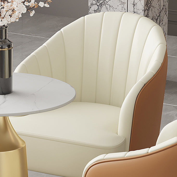 Glam Round Dining Table Set 1/5 Pieces Dinette Set with White Stone Top Clearhalo 'Dining Room Sets' 'Dining Tables & Seating' 'dining_room_set' 'furn' 'furn_dining_room_set' 'Furniture' 'Kitchen & Dining Furniture' 5256238