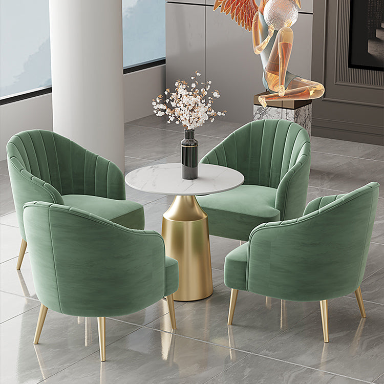 Glam Round Dining Table Set 1/5 Pieces Dinette Set with White Stone Top Clearhalo 'Dining Room Sets' 'Dining Tables & Seating' 'dining_room_set' 'furn' 'furn_dining_room_set' 'Furniture' 'Kitchen & Dining Furniture' 5256242
