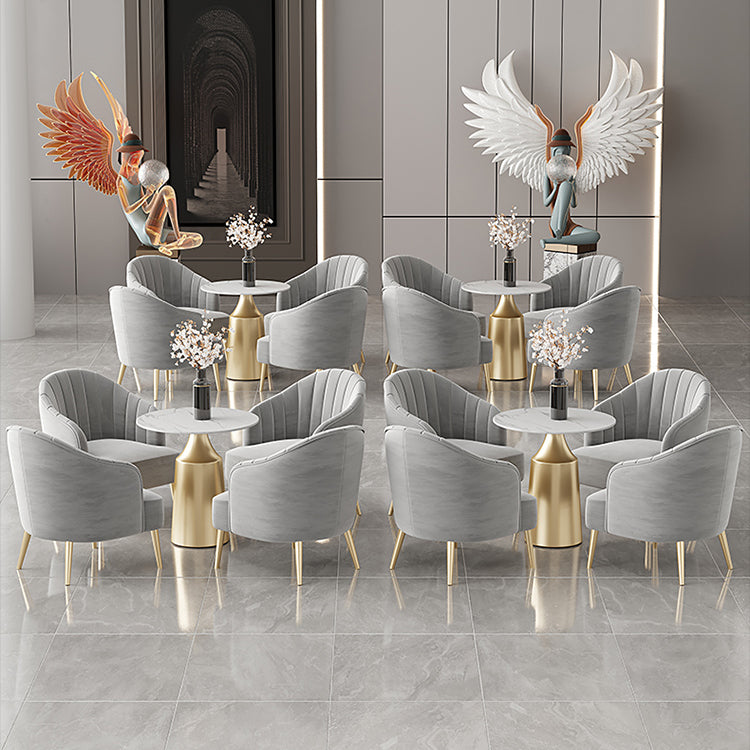 Glam Round Dining Table Set 1/5 Pieces Dinette Set with White Stone Top Clearhalo 'Dining Room Sets' 'Dining Tables & Seating' 'dining_room_set' 'furn' 'furn_dining_room_set' 'Furniture' 'Kitchen & Dining Furniture' 5256247