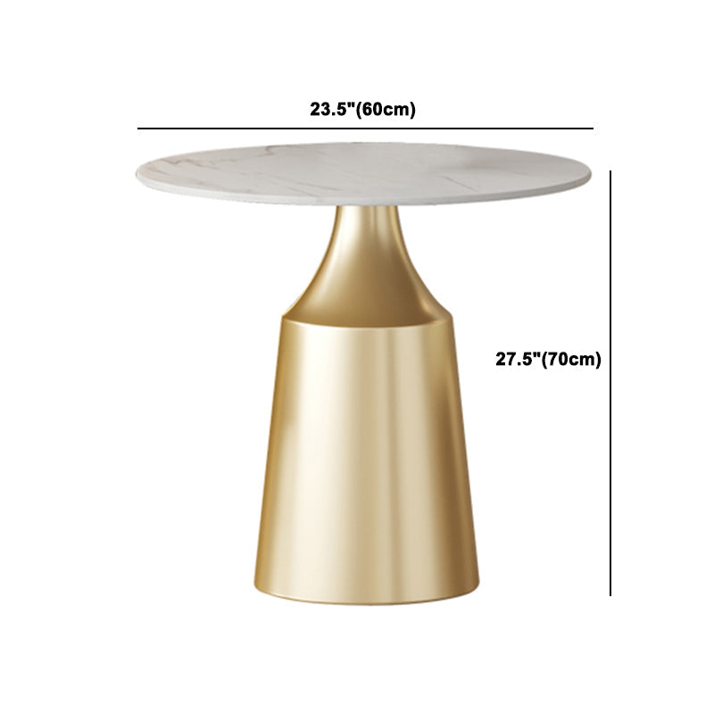 Glam Round Dining Table Set 1/5 Pieces Dinette Set with White Stone Top Clearhalo 'Dining Room Sets' 'Dining Tables & Seating' 'dining_room_set' 'furn' 'furn_dining_room_set' 'Furniture' 'Kitchen & Dining Furniture' 5256248