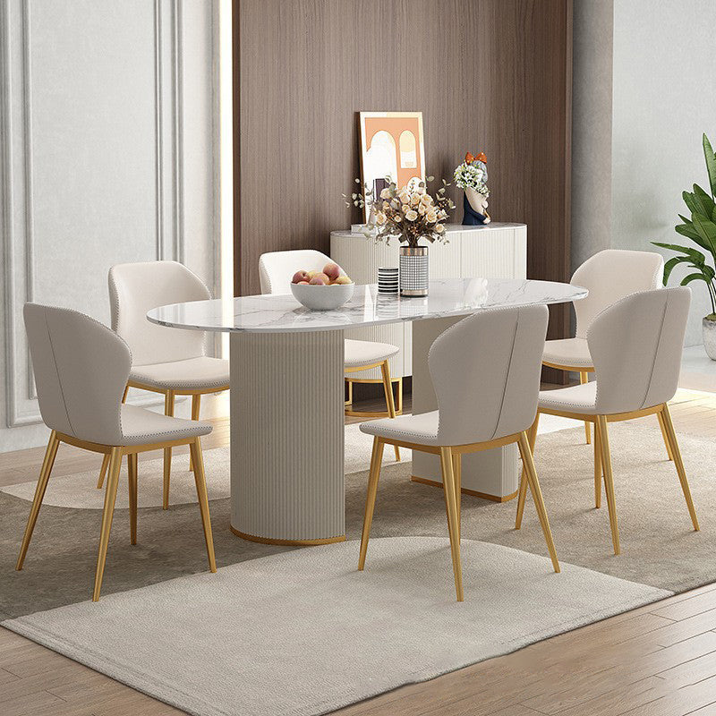 Ensemble de Table à manger en pierre frittée Glam nordique, ensemble de Table à manger ovale de 1/4/5/7 pièces pour la maison