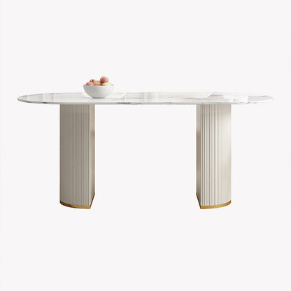 Ensemble de Table à manger en pierre frittée Glam nordique, ensemble de Table à manger ovale de 1/4/5/7 pièces pour la maison