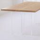 Modern Pine Wood Table for Restaurant Rectangle Dining Table with Acrylic Double Pedestal