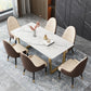 Rectangle White Dining Table Traditional Luxury Dining Table with Gold Frame