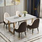 Rectangle White Dining Table Traditional Luxury Dining Table with Gold Frame