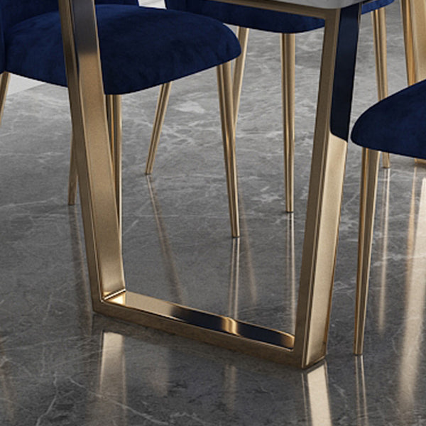 Rectangle White Dining Table Traditional Luxury Dining Table with Gold Frame