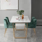 Rectangle White Dining Table Traditional Luxury Dining Table with Gold Frame
