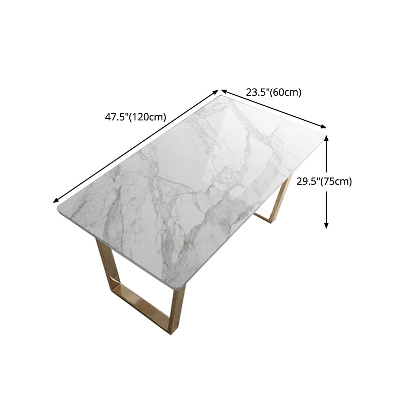 Rectangle White Dining Table Traditional Luxury Dining Table with Gold Frame