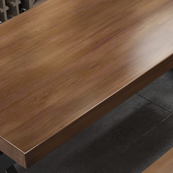 Industrial Pine Table for Restaurant Rectangle Dining Table with Double Pedestal Clearhalo 'Dining Tables & Seating' 'Dining Tables' 'dining_table' 'furn' 'furn_dining_table' 'Furniture' 'Kitchen & Dining Furniture' 5256367