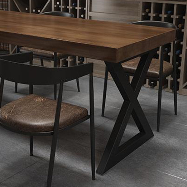 Industrial Pine Table for Restaurant Rectangle Dining Table with Double Pedestal Clearhalo 'Dining Tables & Seating' 'Dining Tables' 'dining_table' 'furn' 'furn_dining_table' 'Furniture' 'Kitchen & Dining Furniture' 5256369