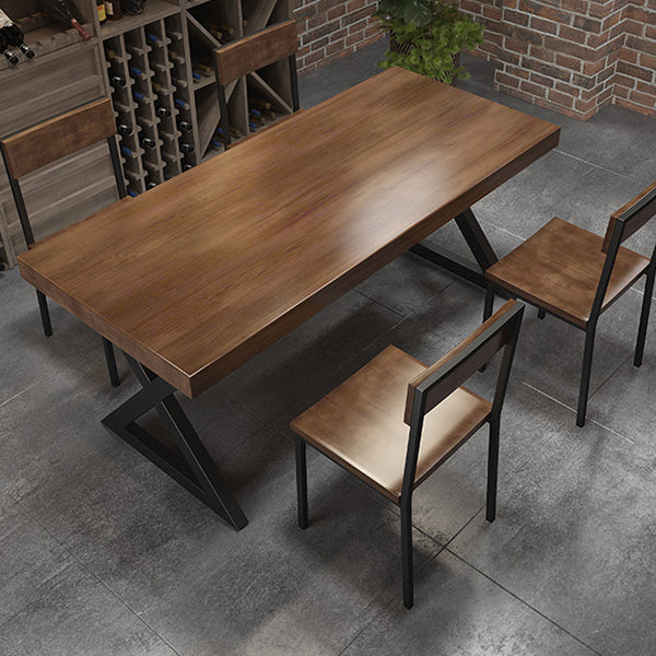 Industrial Pine Table for Restaurant Rectangle Dining Table with Double Pedestal Clearhalo 'Dining Tables & Seating' 'Dining Tables' 'dining_table' 'furn' 'furn_dining_table' 'Furniture' 'Kitchen & Dining Furniture' 5256371