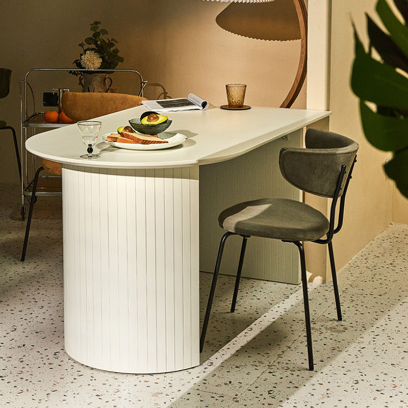 Wood Top Dining Table Traditional Luxury Dining Table with White Sled Base Free Form 63"L x 31.5"W x 29.5"H Without Chairs Clearhalo 'Dining Tables & Seating' 'Dining Tables' 'dining_table' 'furn' 'furn_dining_table' 'Furniture' 'Kitchen & Dining Furniture' 5256392