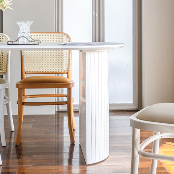 Wood Top Dining Table Traditional Luxury Dining Table with White Sled Base Clearhalo 'Dining Tables & Seating' 'Dining Tables' 'dining_table' 'furn' 'furn_dining_table' 'Furniture' 'Kitchen & Dining Furniture' 5256399