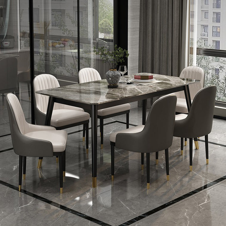 Sintered Stone Top Dining Table in Grey Industrial Indoor Table with 4 Legs 63"L x 31.5"W x 29.5"H Without Chairs Clearhalo 'Dining Tables & Seating' 'Dining Tables' 'dining_table' 'furn' 'furn_dining_table' 'Furniture' 'Kitchen & Dining Furniture' 5256410