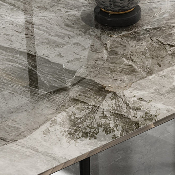Sintered Stone Top Dining Table in Grey Industrial Indoor Table with 4 Legs Clearhalo 'Dining Tables & Seating' 'Dining Tables' 'dining_table' 'furn' 'furn_dining_table' 'Furniture' 'Kitchen & Dining Furniture' 5256414