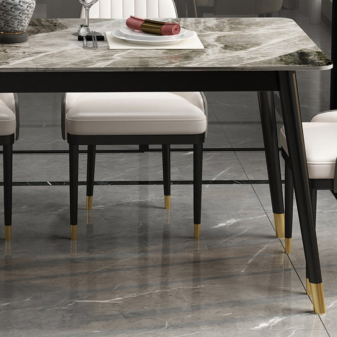 Sintered Stone Top Dining Table in Grey Industrial Indoor Table with 4 Legs Clearhalo 'Dining Tables & Seating' 'Dining Tables' 'dining_table' 'furn' 'furn_dining_table' 'Furniture' 'Kitchen & Dining Furniture' 5256416