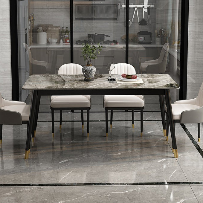 Sintered Stone Top Dining Table in Grey Industrial Indoor Table with 4 Legs Clearhalo 'Dining Tables & Seating' 'Dining Tables' 'dining_table' 'furn' 'furn_dining_table' 'Furniture' 'Kitchen & Dining Furniture' 5256418