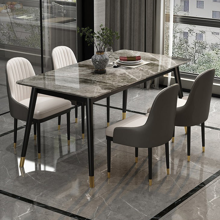 Sintered Stone Top Dining Table in Grey Industrial Indoor Table with 4 Legs Clearhalo 'Dining Tables & Seating' 'Dining Tables' 'dining_table' 'furn' 'furn_dining_table' 'Furniture' 'Kitchen & Dining Furniture' 5256419