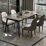 Sintered Stone Top Dining Table in Grey Industrial Indoor Table with 4 Legs Clearhalo 'Dining Tables & Seating' 'Dining Tables' 'dining_table' 'furn' 'furn_dining_table' 'Furniture' 'Kitchen & Dining Furniture' 5256419