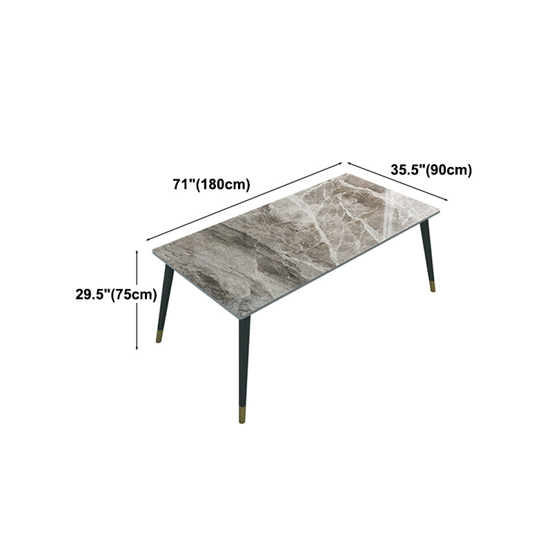 Sintered Stone Top Dining Table in Grey Industrial Indoor Table with 4 Legs Clearhalo 'Dining Tables & Seating' 'Dining Tables' 'dining_table' 'furn' 'furn_dining_table' 'Furniture' 'Kitchen & Dining Furniture' 5256423