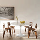 Contemporary Dining Table with White Pedestal Round Stone Top Dining Table