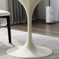 Contemporary Dining Table with White Pedestal Round Stone Top Dining Table