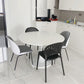 Contemporary Dining Table with White Pedestal Round Stone Top Dining Table