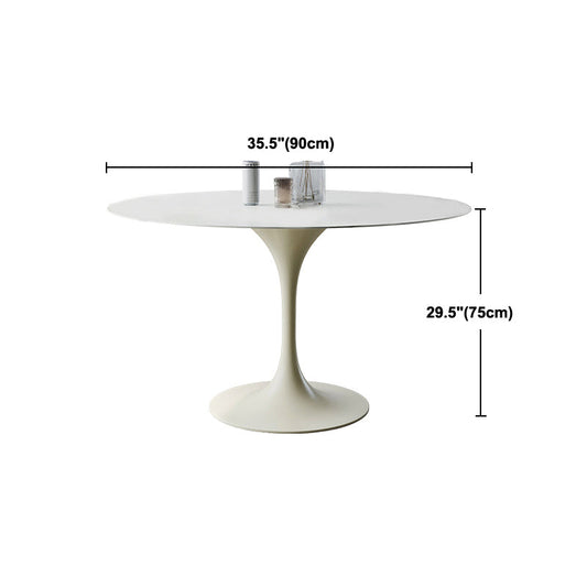 Mesa de comedor contemporánea con pedestal blanco de piedra redonda de mesa de comedor de piedra