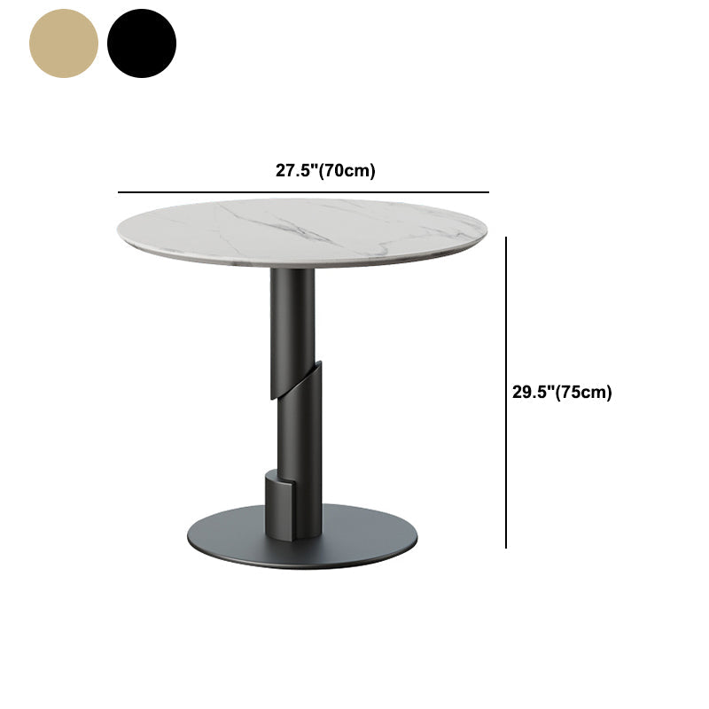 Modern Style Dining Table Sintered Stone Round Table with Metal Base