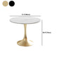 Modern Style Dining Table Sintered Stone Round Table with Metal Base