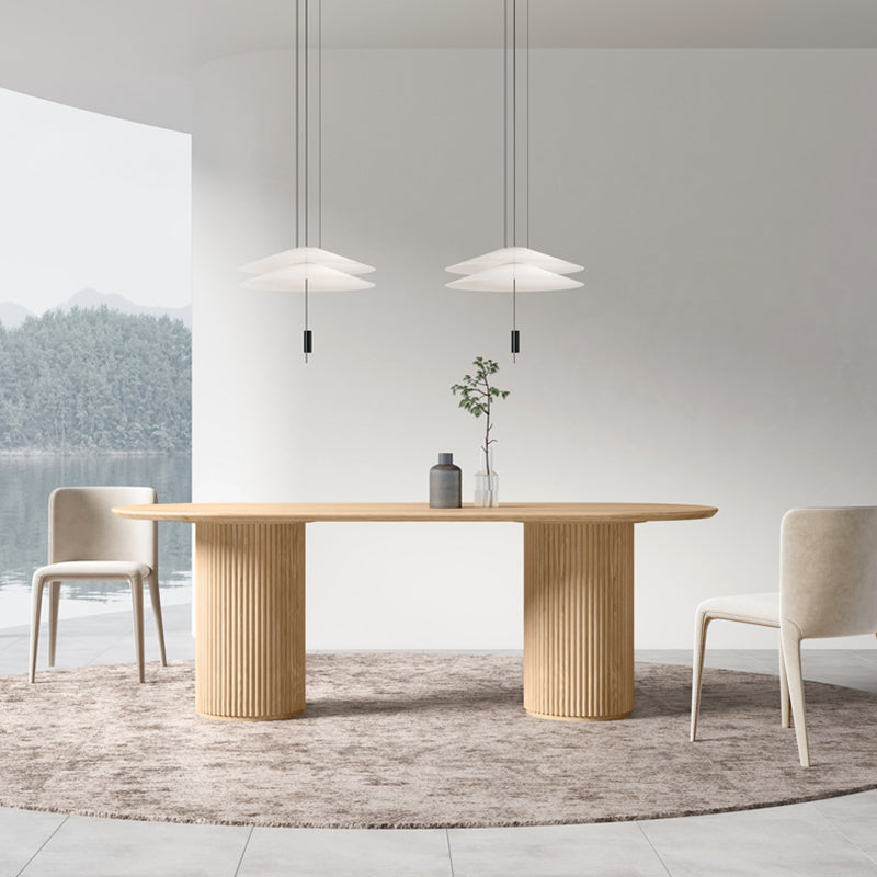 Tavolo di legno di cenere moderno per il ristorante tavolo ovale con doppio piedistallo