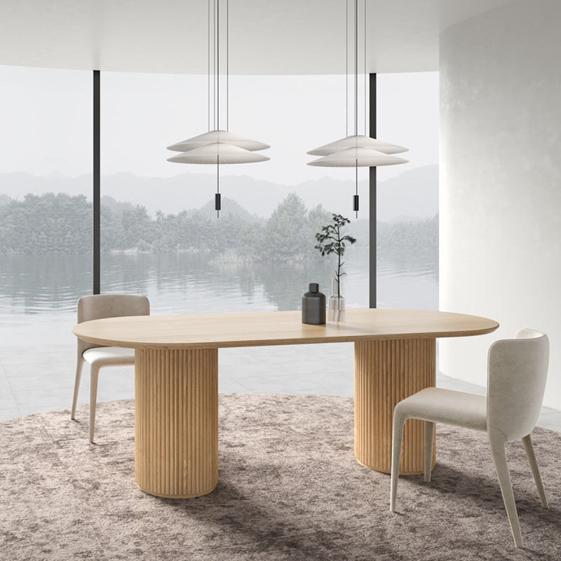 Tavolo di legno di cenere moderno per il ristorante tavolo ovale con doppio piedistallo