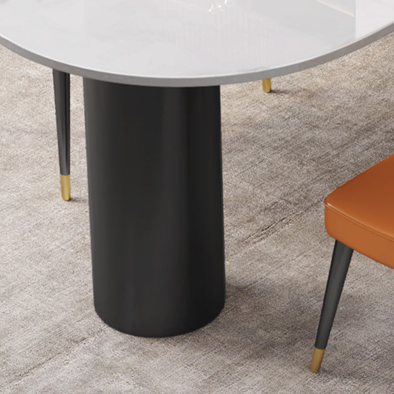 ホワイトストーントップディナールームキッチンテーブルモダンな三脚ベースダイニングテーブル