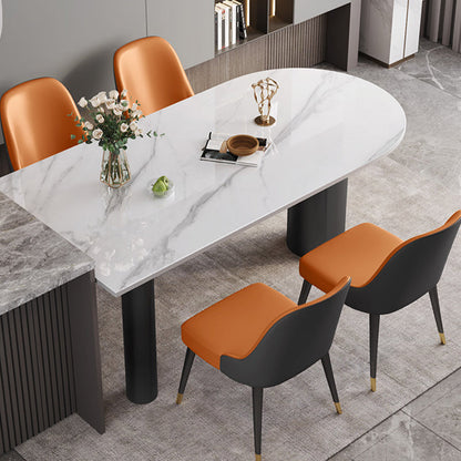 ホワイトストーントップディナールームキッチンテーブルモダンな三脚ベースダイニングテーブル