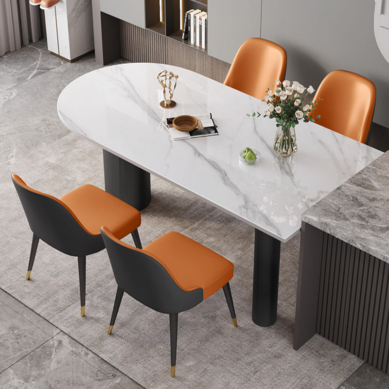 ホワイトストーントップディナールームキッチンテーブルモダンな三脚ベースダイニングテーブル