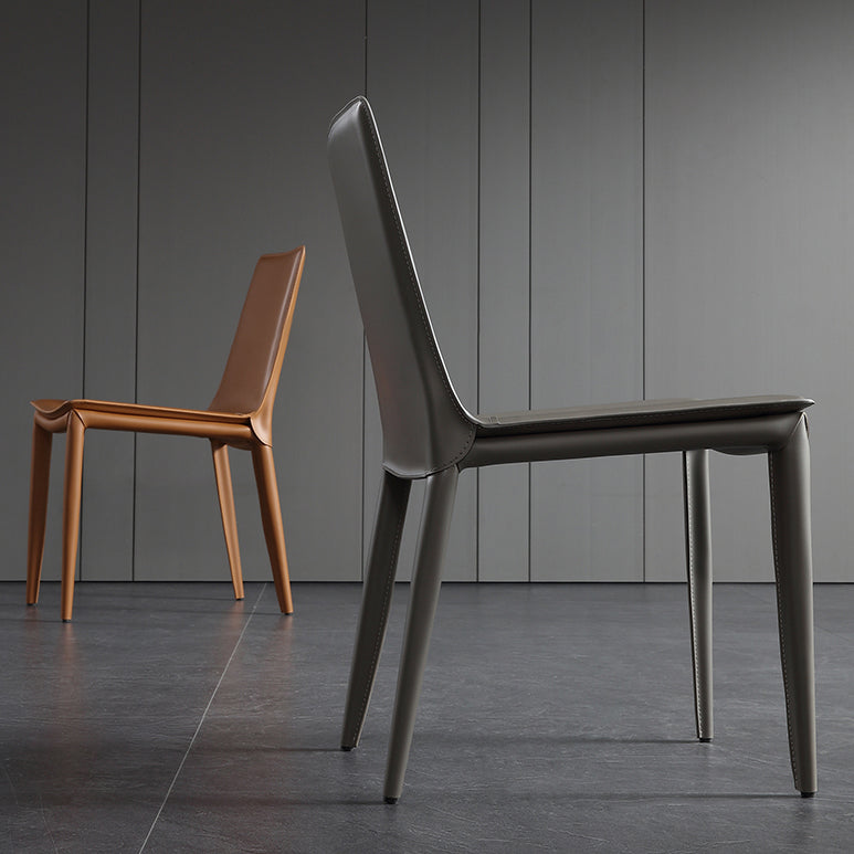 Designer Style Anteroom Solid Back Side stoel Matte afwerking Lederen eetkamerstoel